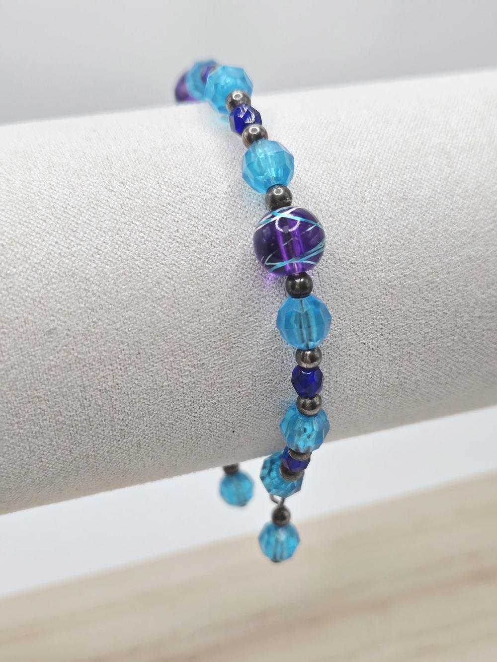 Elegant Blue & Purple Beaded Bracelet - Women Jewelry
